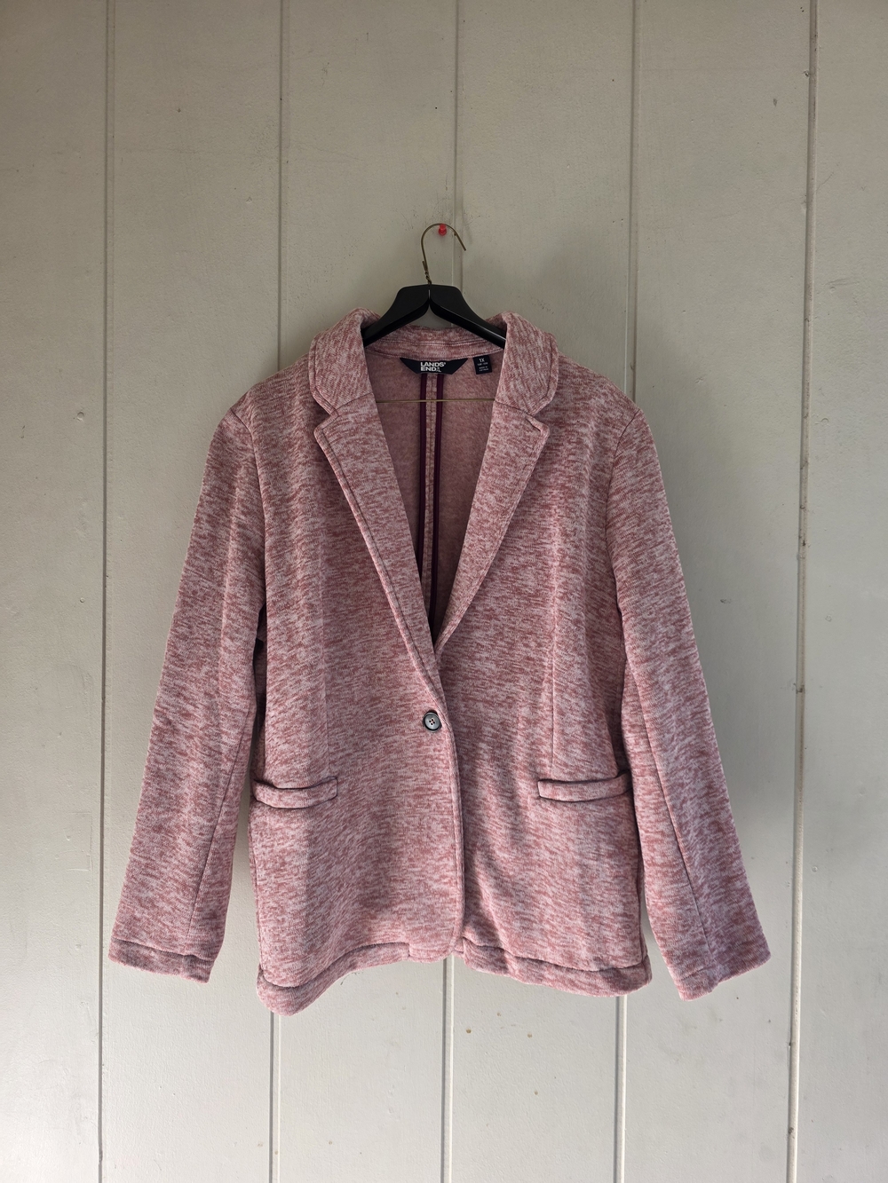 Lands End Heathered Mesa Rose Sweater Fleece Blazer Sz 1X 16w-18w